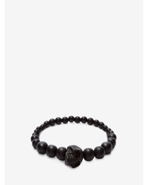 McQueen Black Skull Bead Bracelet for men