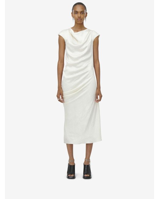 Alexander McQueen White Asymmetric Draped Dress