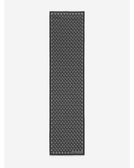 McQueen Black Skull Jacquard Scarf for men