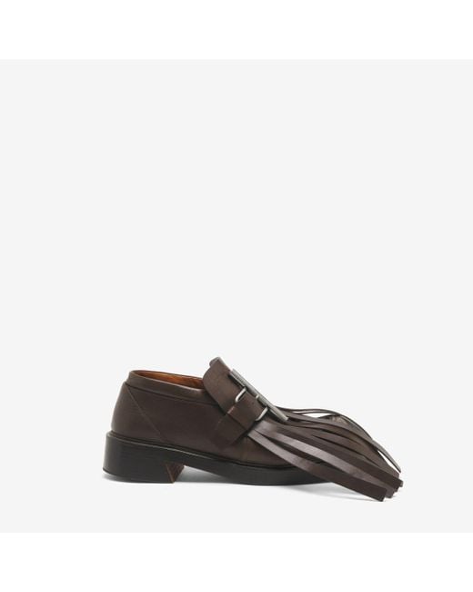メンズ Alexander McQueen Tバー フリンジ ローファー Brown