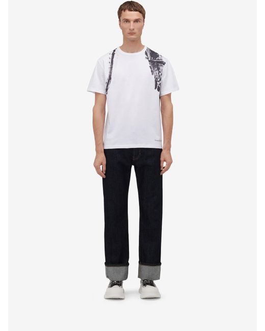 Alexander McQueen White Multicoloured Fold Harness T-shirt for men