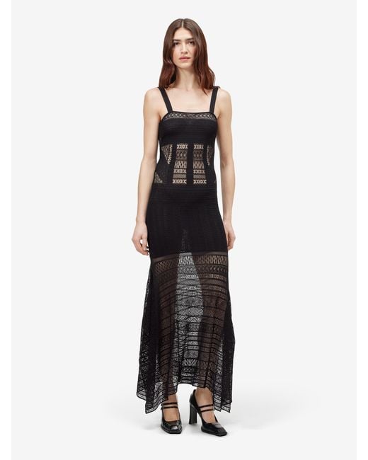 McQueen Black Viscose Knit Lace Dress