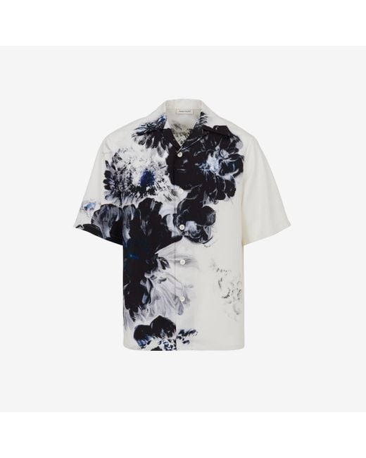 Camicia hawaiana dutch flower di Alexander McQueen in Black da Uomo