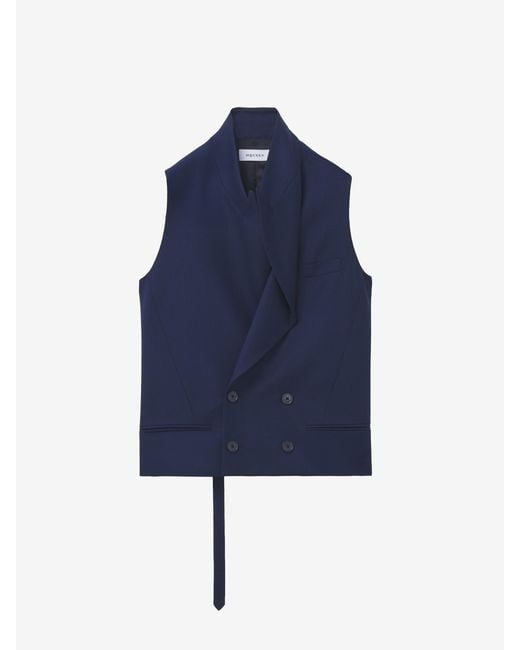 McQueen Blue Tailored Waistcoat for men