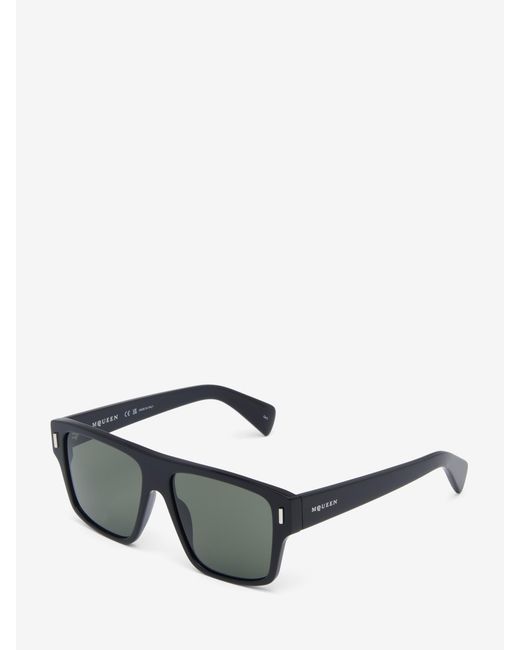 McQueen Gray T-Bar Rivet Square Sunglasses