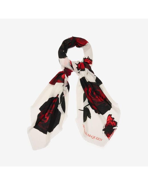 Alexander McQueen Red White Roses Shawl