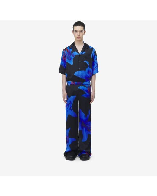 メンズ Alexander McQueen Blue Lily パジャマパンツ