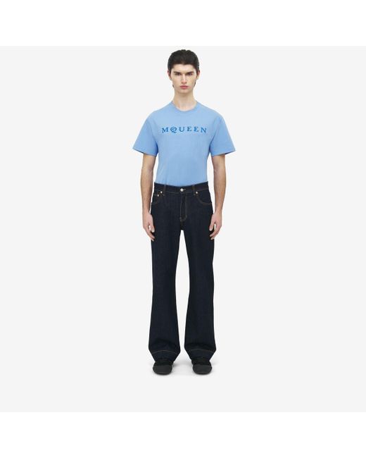 メンズ Alexander McQueen ワイドレッグ デニム ジーンズ Blue
