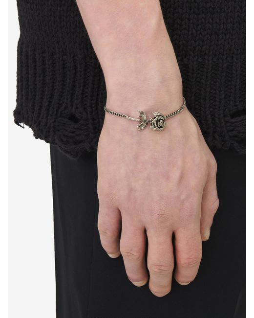 McQueen Dipped Rose Bracelet in Metallic for Men Lyst UK
