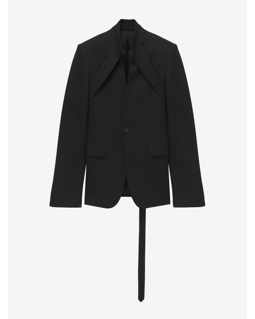 McQueen Blue Reverse Lapel Single-Breasted Jacket for men