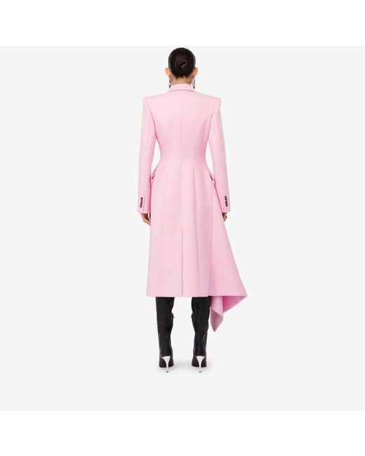 Alexander McQueen Pink Midi Draped Coat