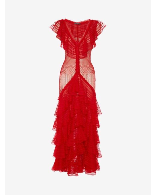 Alexander McQueen Engineered Sheer Lace Dress