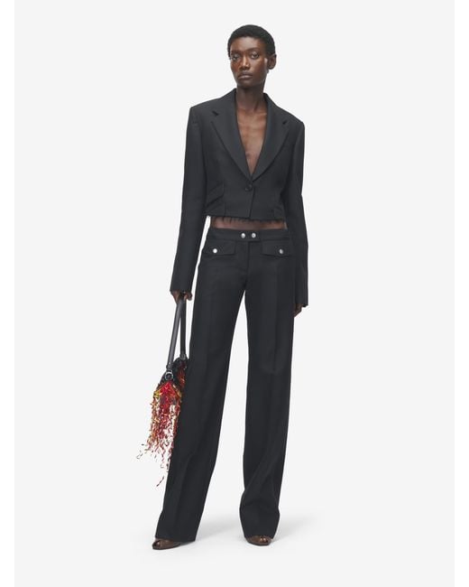 McQueen Black Cropped Single-Breasted Jacket