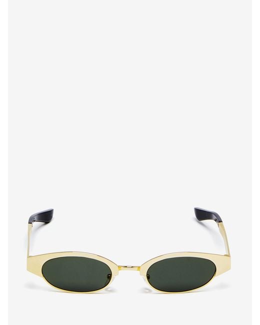 McQueen Green Ellipse Metal Sunglasses