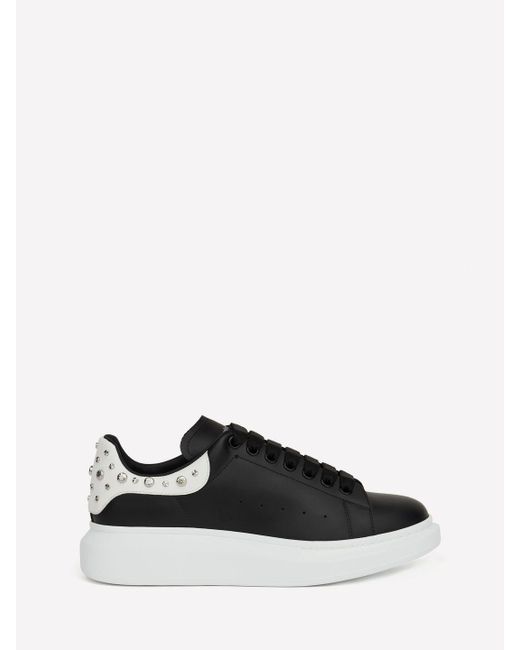 black leather platform trainers