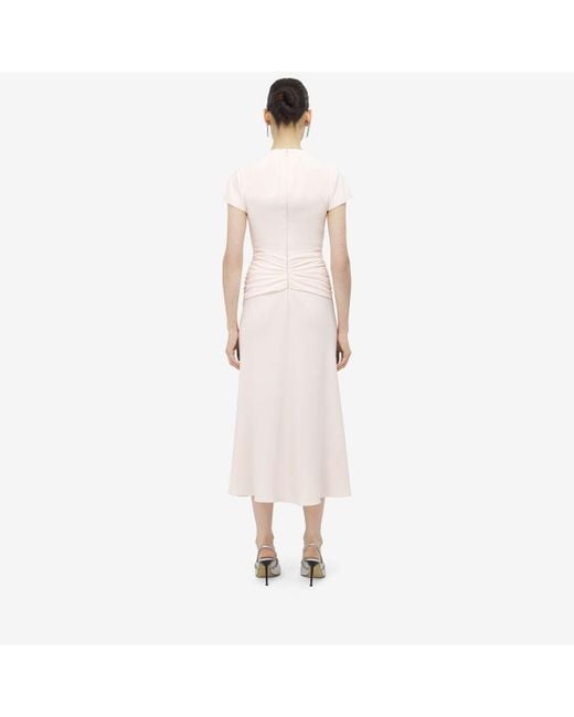 Alexander McQueen Pink Knot Waist Midi Dress