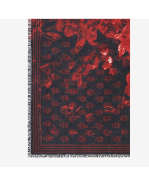 Alexander McQueen Biker foulard mit wax flower-print in Red für Herren