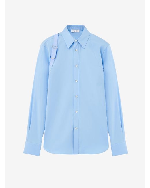 Camicia Harness Con Banda Logata di Alexander McQueen in Blue da Uomo