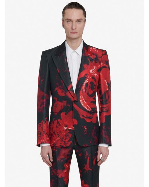 Veste à boutonnage simple wax flower Alexander McQueen pour homme en coloris Red
