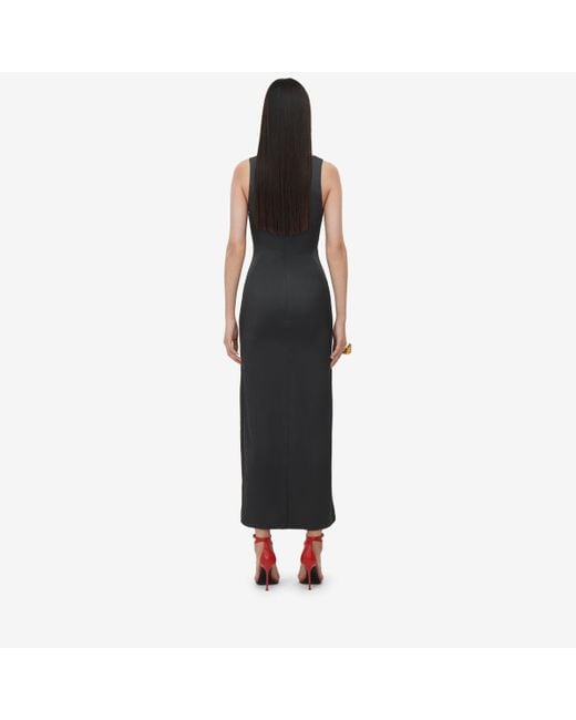 Alexander McQueen Black Floral-print Silk-satin Maxi Dress