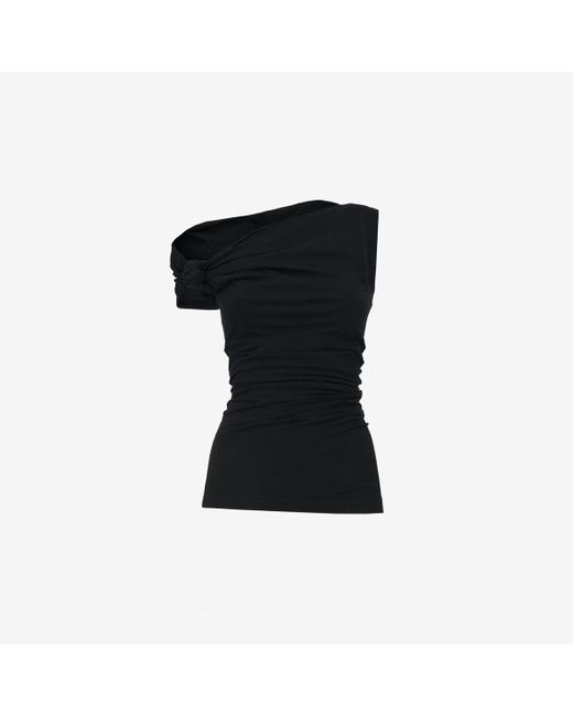 Haut à nœud asymétrique Alexander McQueen en coloris Black