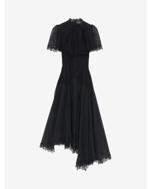 Alexander McQueen Blue Abendkleid Aus Floraler Spitze