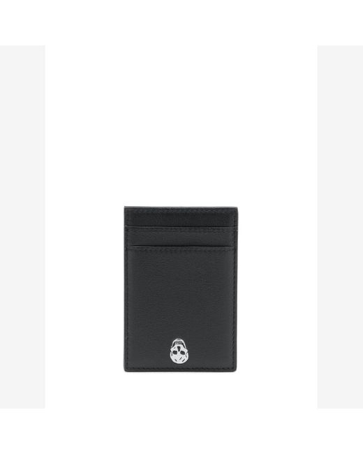 Alexander McQueen Black Skull Magnetic Card Holder for men
