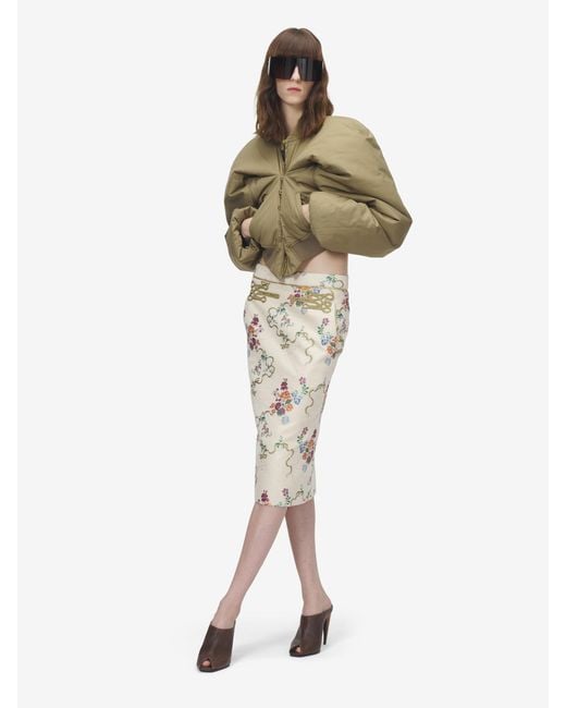 McQueen White Summer Floral Pencil Skirt