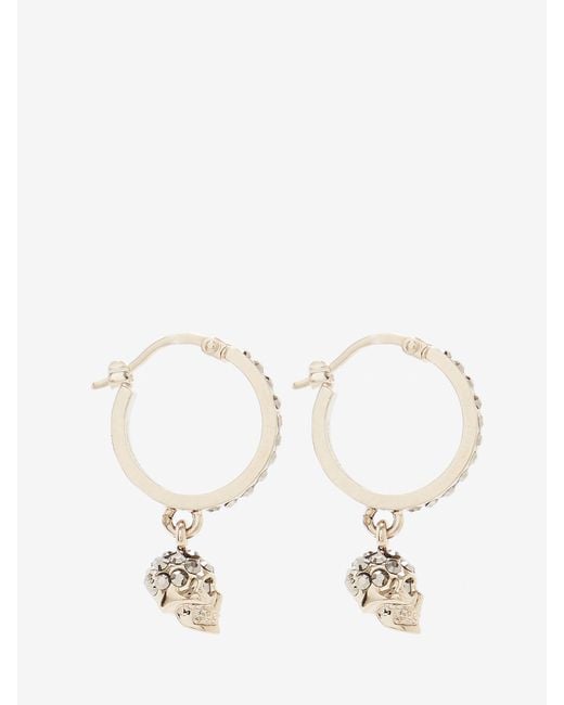 McQueen Natural Skull Mini Creole Hoop Earrings