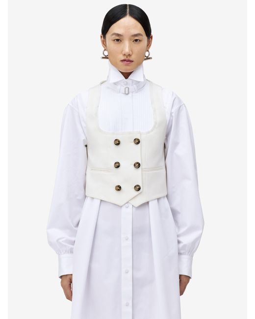 Alexander McQueen White Double-Breasted Waistcoat