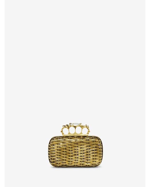 McQueen Metallic Thorn Knuckle Clutch