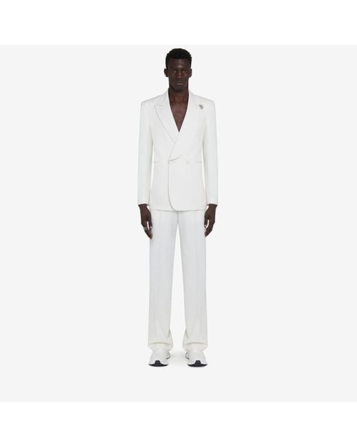 Giacca doppiopetto con mezzo collo sciallato di Alexander McQueen in White da Uomo
