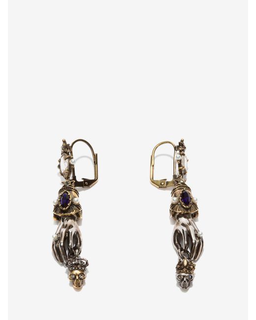 Alexander McQueen Metallic King And Queen Hand Earrings