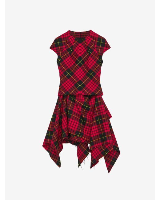 McQueen Macqueen Tartan Mini Dress in Red | Lyst UK
