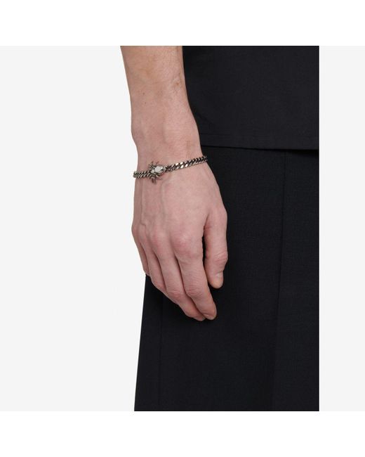 Alexander McQueen Metallic Silver Spider Chain Bracelet for men