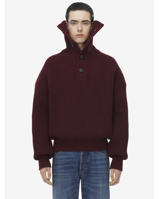 Alexander McQueen Red Funnel Neck Jumper for men