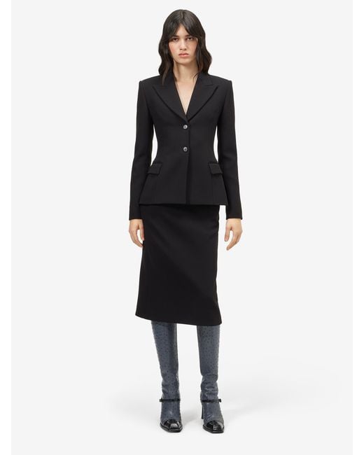 McQueen Black Bonded Crepe Single-Breasted Jacket