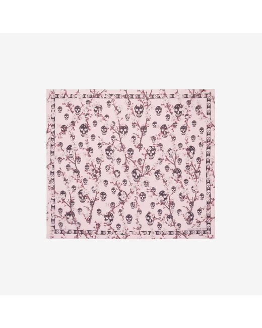 Alexander McQueen Pink Foulard mit blüte- und totenkopf-print