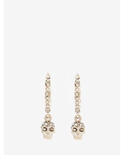 McQueen Natural Skull Mini Creole Hoop Earrings