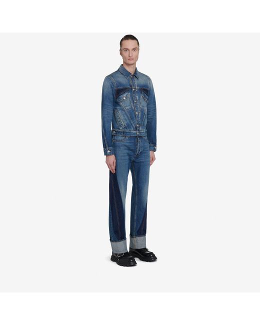 Alexander McQueen Blue Twisted Stripe Jeans for men