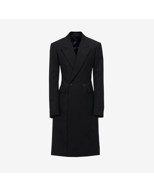 Alexander McQueen Black Double-breasted Tailored Coat for men