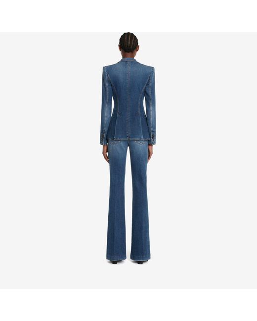 Alexander McQueen Blue Narrow Bootcut Denim Trouser