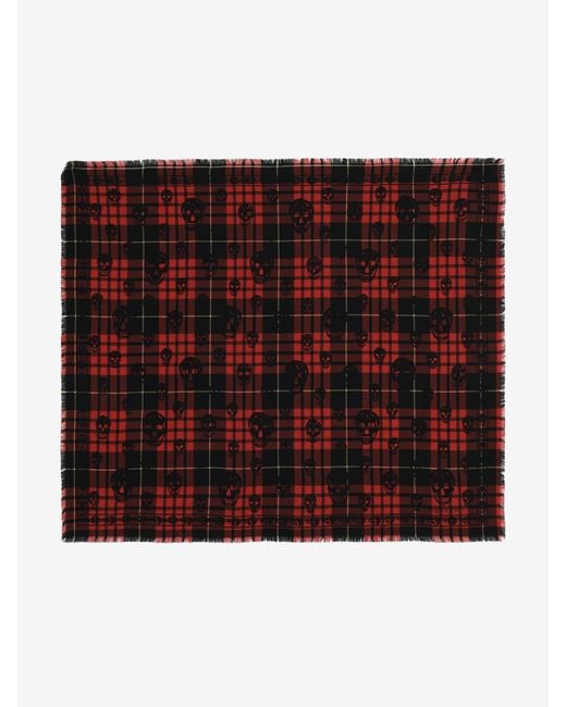 Sciarpa Skull Tartan di McQueen in Red da Uomo