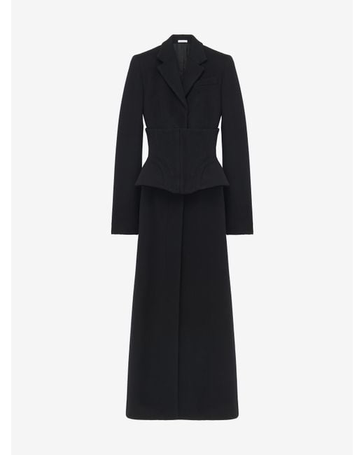 Alexander McQueen Blue Langer Mantel Aus Wolle Und Kaschmir