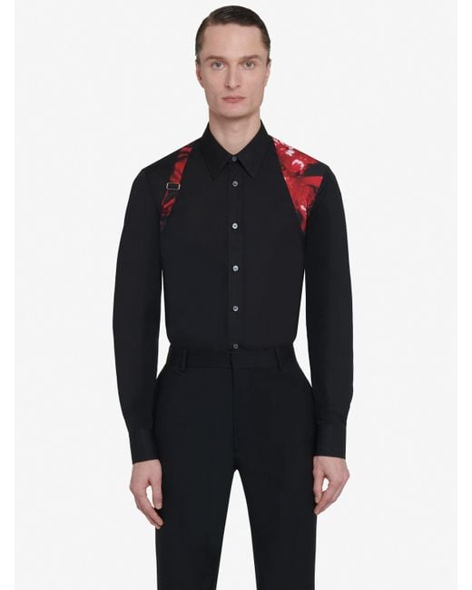 Chemise à harnais wax flower Alexander McQueen pour homme en coloris Black