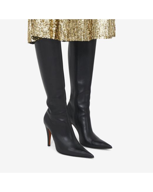 Alexander McQueen Black Birdee Knee-High Boot