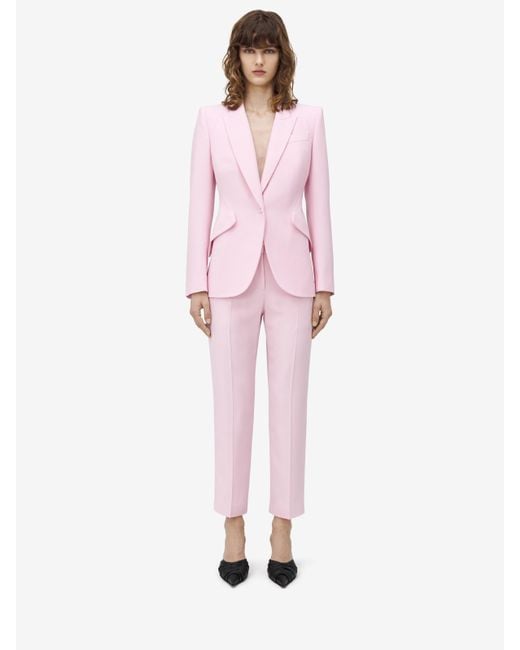 McQueen Leaf Crepe Cigarette Trousers in Pink Lyst UK