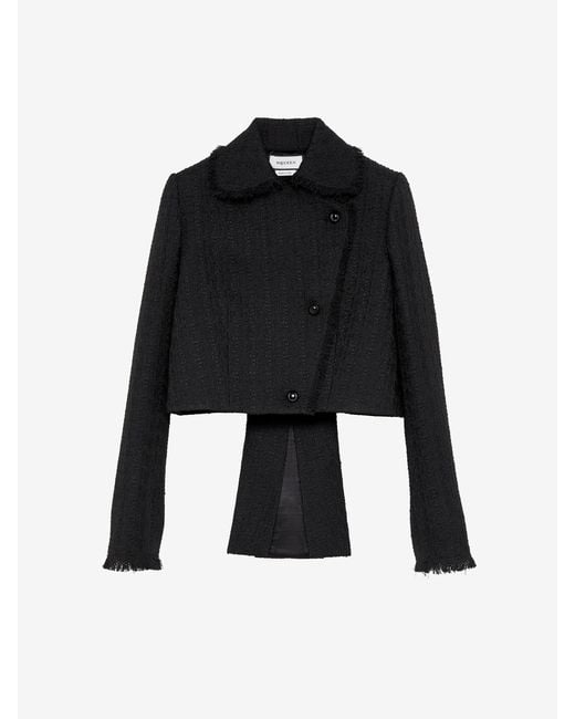 McQueen Black Light Tweed Cropped Jacket