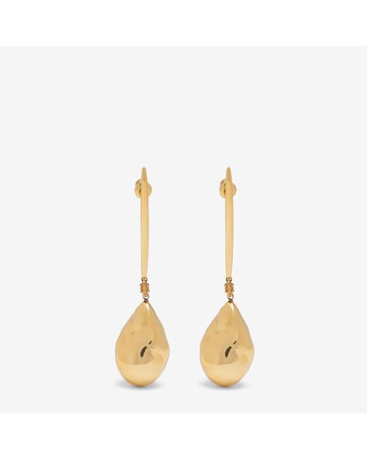 Alexander McQueen Metallic Gold Metal Pearl Stick Earrings