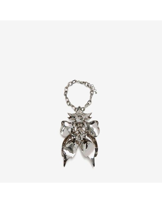 Alexander McQueen White Silver Orchid Necklace